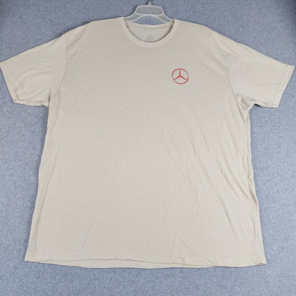 Mercedes-Benz T-Shirt Mens 3XL Tan Lifestyle Collection Red Logo Short Sleeve